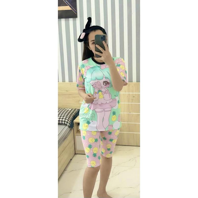 Bộ ngố thun lạnh in 3D bé gái size đại cồ - Đồ bộ bé gái