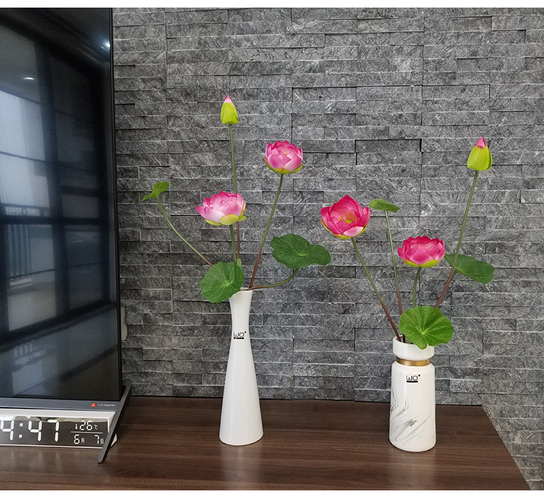 Hoa lụa, Bó hoa sen giả kèm nụ và lá  sen dùng để trang trí nhà cửa, văn phòng, nhà hàng (chưa gồm bình gốm sứ)