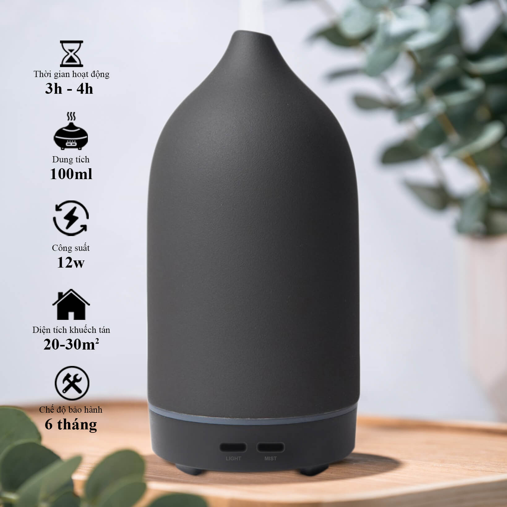 Máy Khuếch Tán Tinh Dầu Nomad Ceramic Ultrasonic Diffuser - 12W 100ml