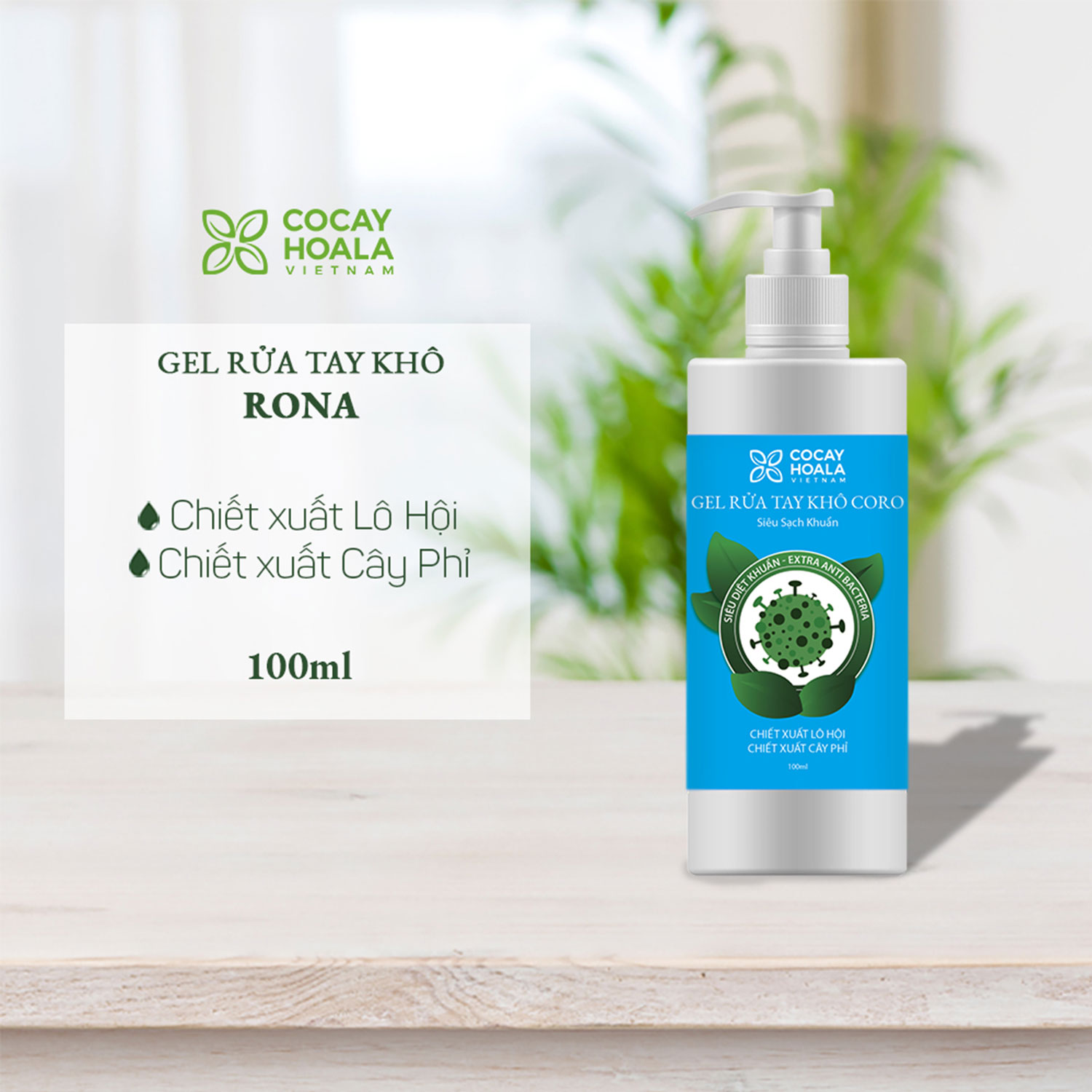 Gel rửa tay khô CORO CoCayHoaLa - Chiết xuất cây Phỉ và Lô Hội diệt sạch 99,99% vi khuẩn mắt thường không nhìn thấy, Ngăn Ngừa Virus lây lan chai 100ml - Hàng Chính Hãng