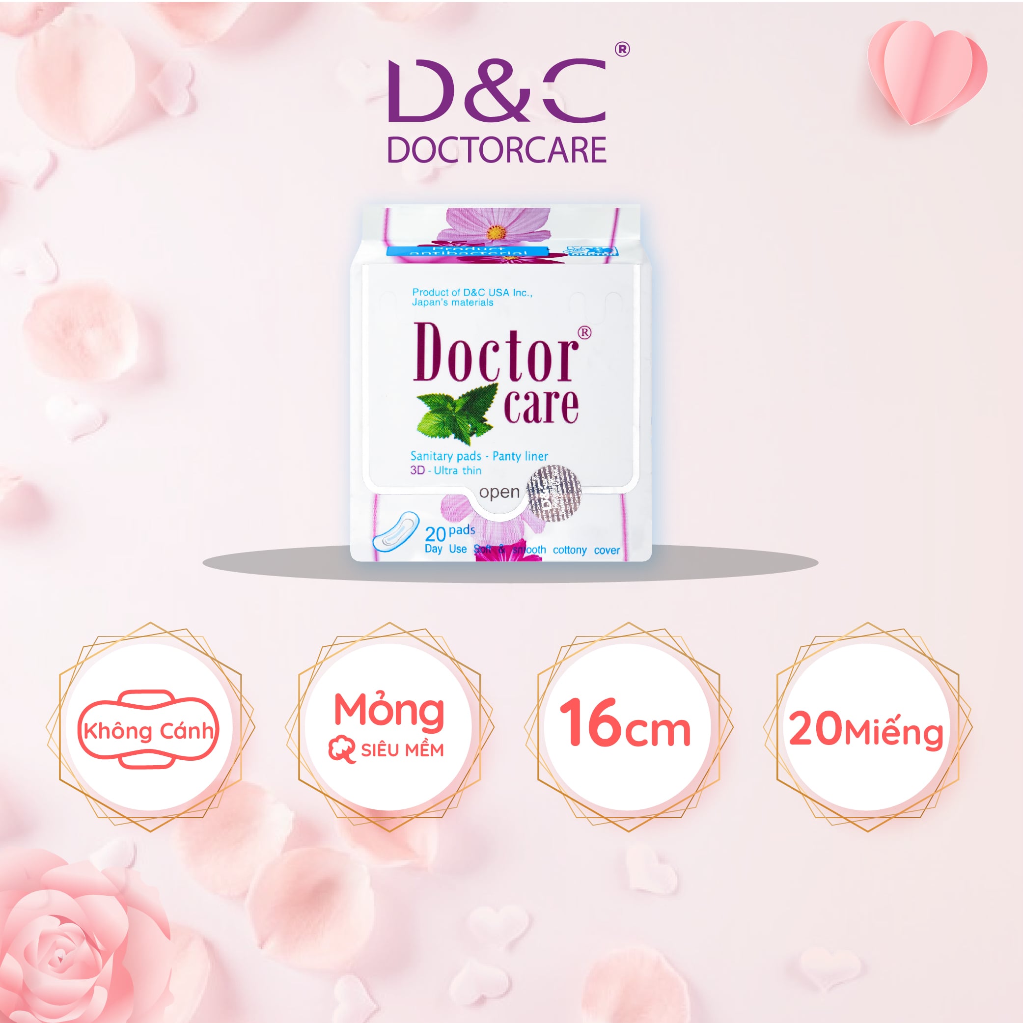 Băng vệ sinh hàng ngày thảo dược Doctor Care 16 cm 1 gói