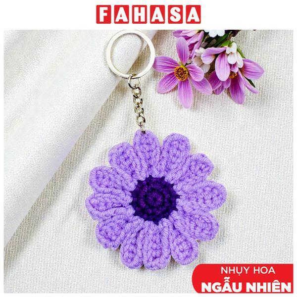 Móc Khoá Len Hoa Cúc - Màu Tím (Nhụy Hoa Màu Ngẫu Nhiên)