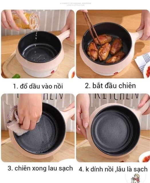 Nồi điện mini đa năng chống dính 2 tầng tặng kèm vỉ hấp (TC0026)