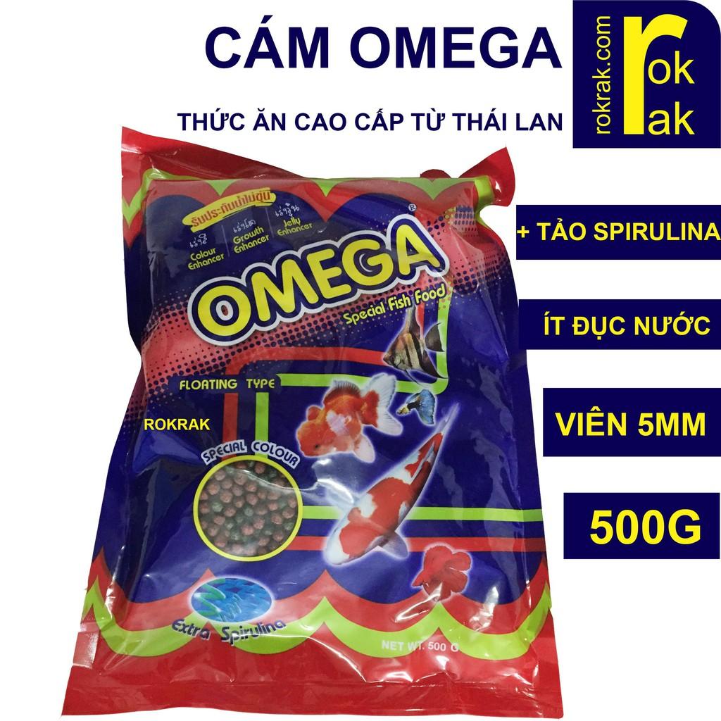 Cám cá Omega / Taiyo viên vừa gói 500g Thức ăn cá có Tảo Spirulina