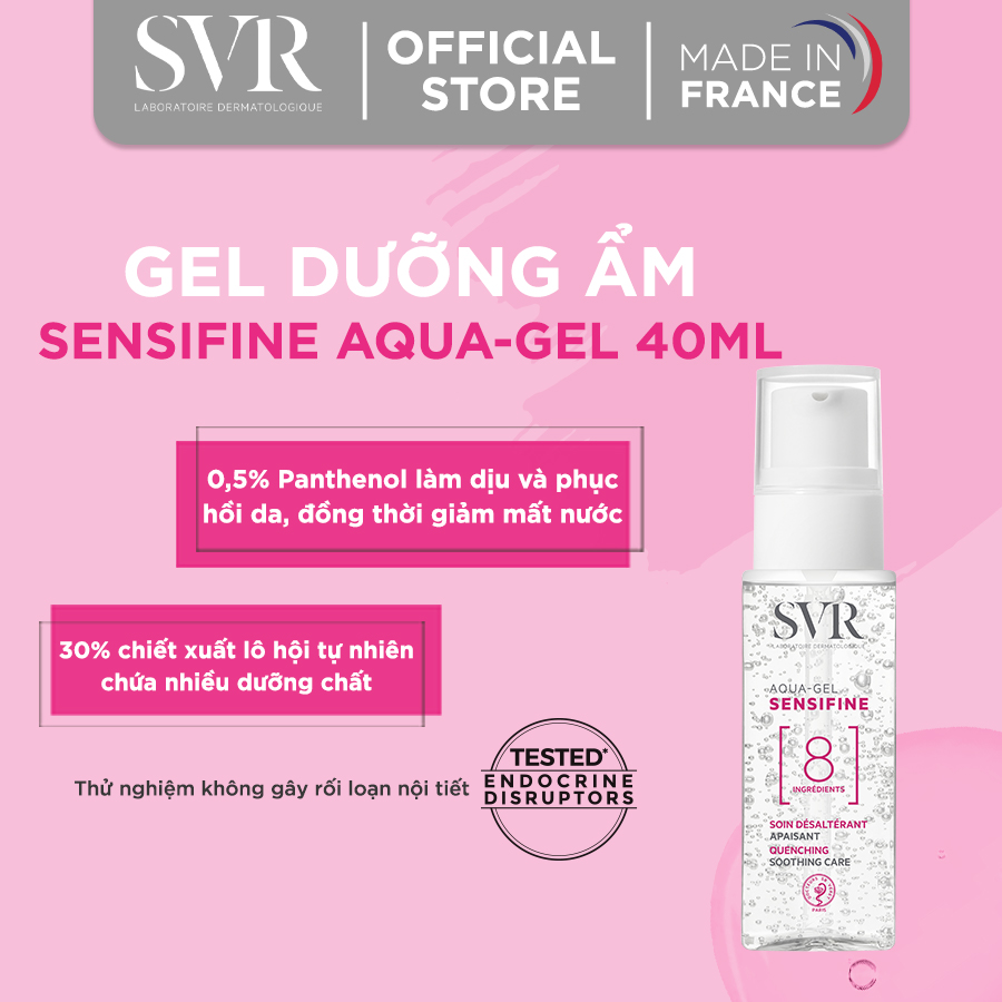 Gel dưỡng ẩm, làm dịu dành cho da nhạy cảm với công thức siêu tối giản SVR SENSIFINE Aqua - Gel 40ml