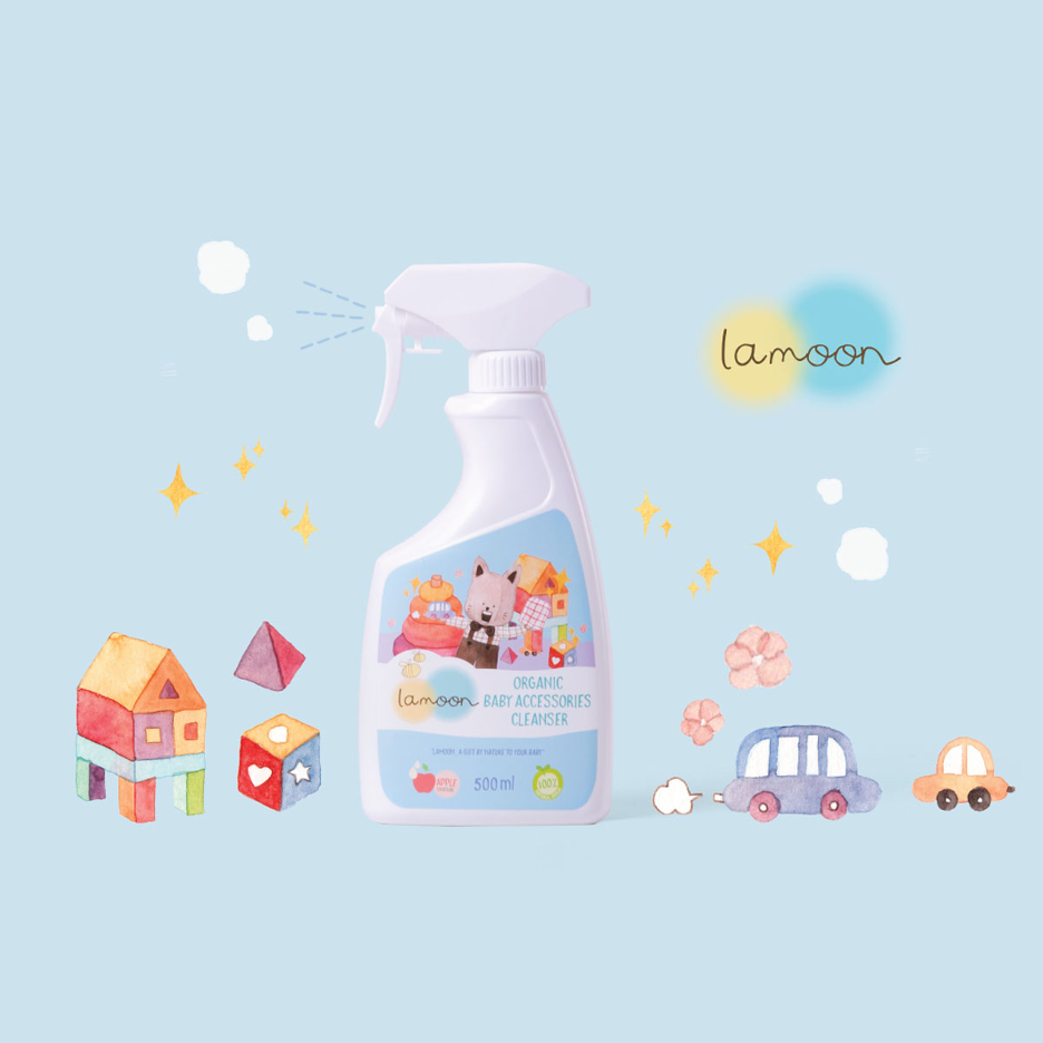 Nước rửa đồ chơi Organic cho bé Lamoon - Bình 500ml