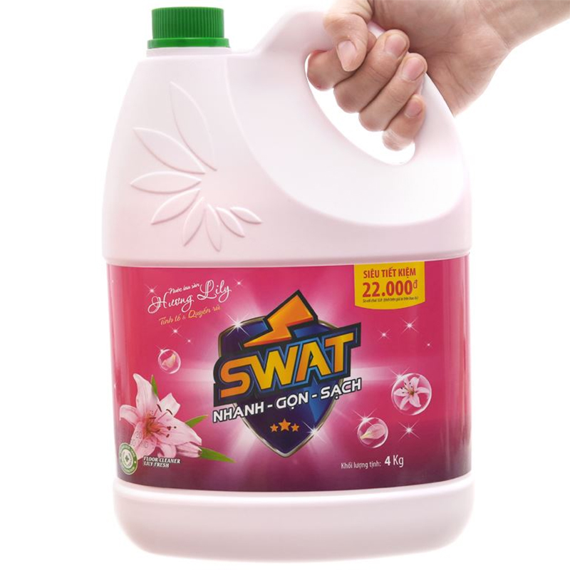 Nước Lau Sàn SWAT Hương Lily Siêu Sạch Thơm Lâu Can 4Kg - Siêu Tiết Kiệm