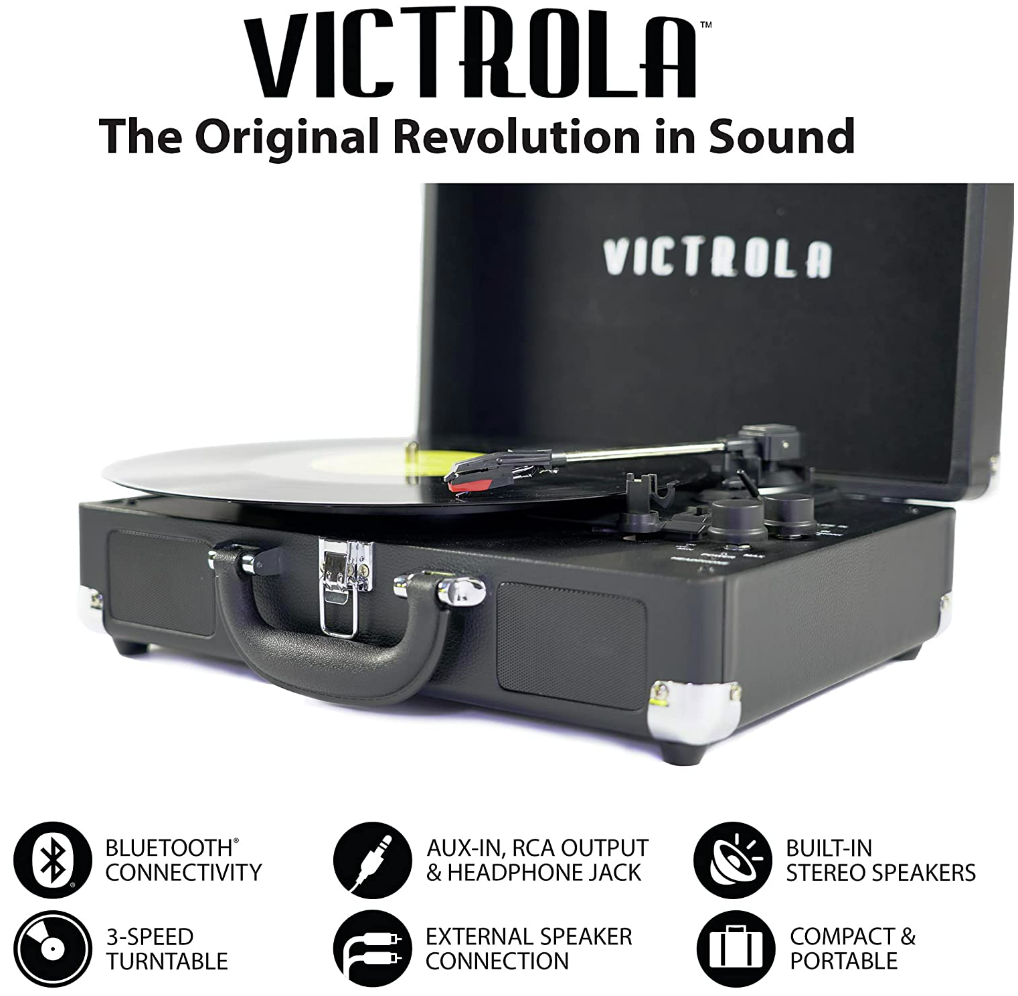 Victola jouney + dual bt comectivity suitcase record player - New 100%