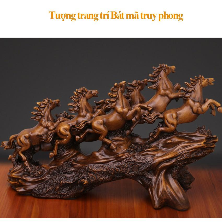 Tượng ngựa điêu khắc bát mã phong thủy, tượng ngựa trang trí để bàn, kệ tủ TV decor trang trí phòng khách đẹp &amp; quà tặng