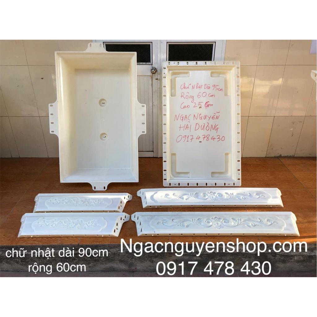 Khuôn đúc chậu chữ nhật 95x60 cao 25cm có lòng trong chất liệu nhựa abs dày dặn