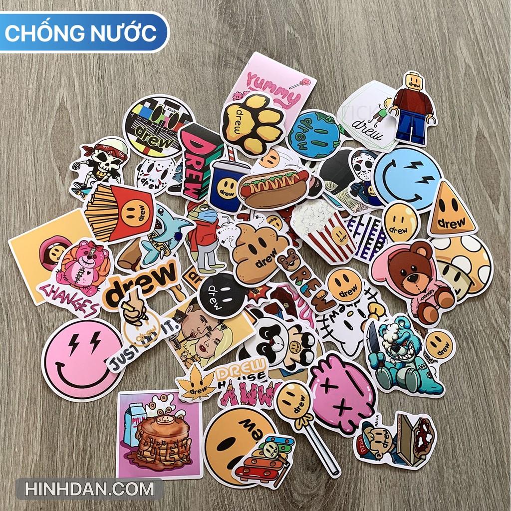 Sticker in hình DREW - Dán Trang Trí - Chất Liệu PVC Cán Màng Chất Lượng Cao Chống Nước, Chống Nắng, Không Bong Tróc Phai Màu