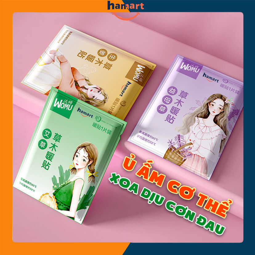 Miếng Dán Đau Bụng Kinh Hamart Dán Chườm Ấm Bụng Giữ Nhiệt Cơ Thể 3 Vị Thảo Dược Thiên Nhiên