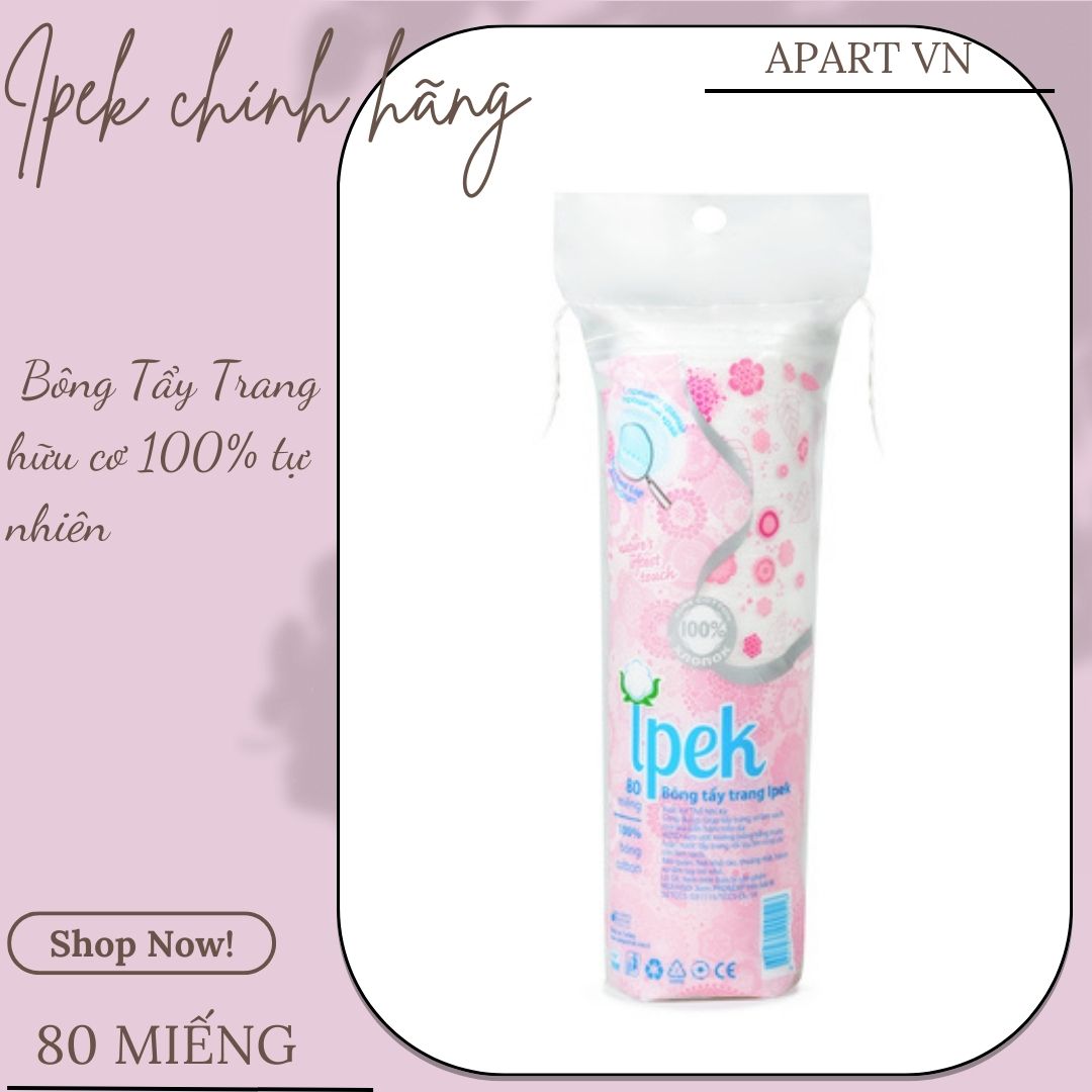 [Tặng mặt nạ dermal] Combo 5 bông tẩy trang Ipek 80 miếng