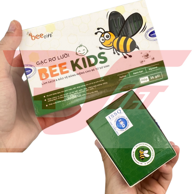 Gạc rơ lưỡi Bee Kids Hộp 36 gói [Chính hãng] - Vải dệt an toàn, chăm sóc và làm sạch răng miệng trẻ sơ sinh trở lên