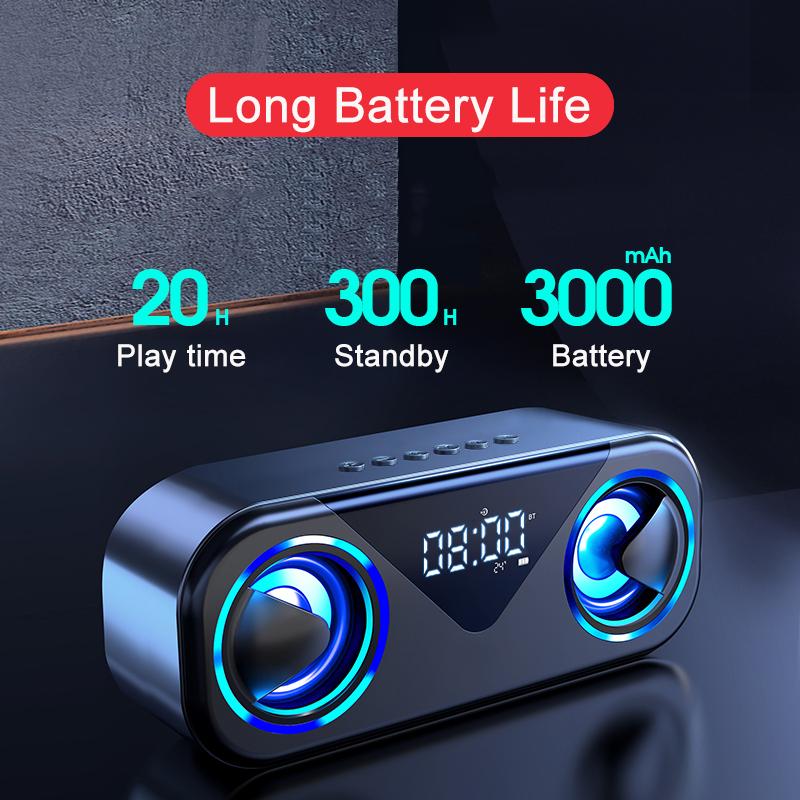 Di động Hifi Bluetooth Loa loa không dây Đồng hồ báo thức USB Hộp âm thanh không thấm nước ngoài trời Subwoor Subwofer 3D Stereo Sound Center Color: Rose Gold