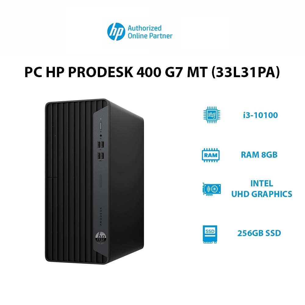 PC HP ProDesk 400 G7 MT (33L31PA) (i3-10100 | 8GB | 256GB SSD | Intel UHD Graphics 630 | Win 10) Hàng chính hãng