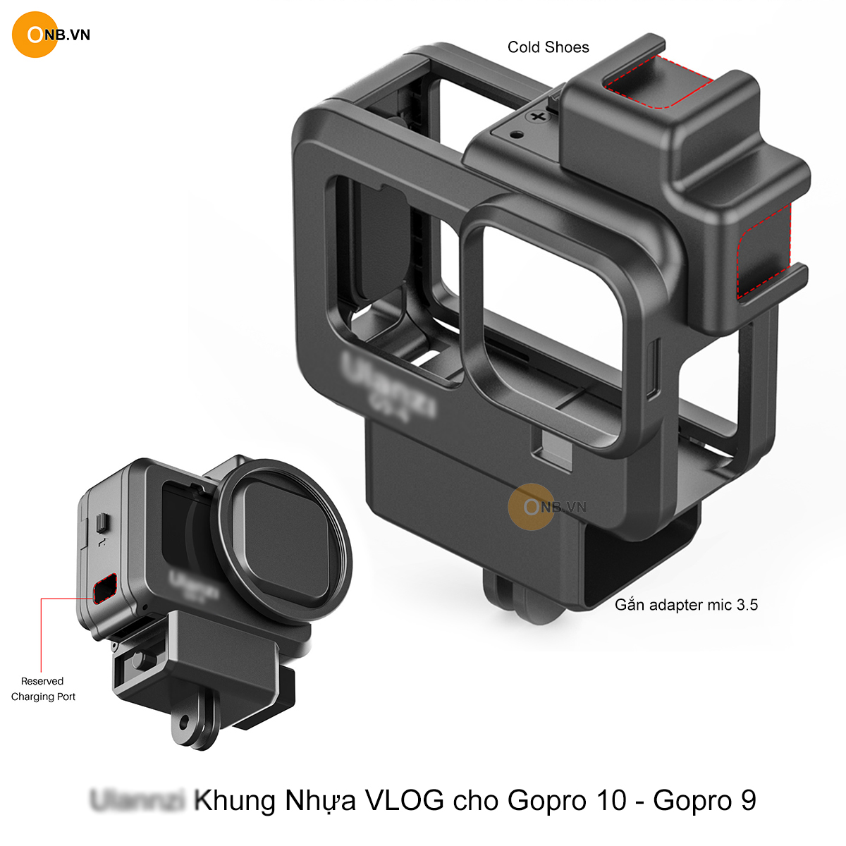 - Khung Ulanzi g9-4 Vlog nhựa gắn adapter mic Dành Cho  Gopro 9 - Hàng Chính Hãng