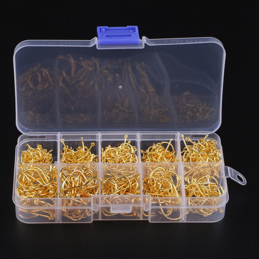 500pcs High Carbon Steel Fishing Hooks Offset Hook Barbed Fishing Hooks