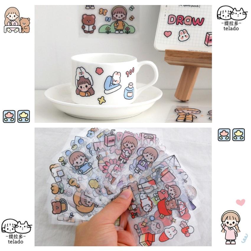 Sticker Kute Dán Trang Trí Bình Nước, Cốc, Thủy Tinh, Tập Vở.....