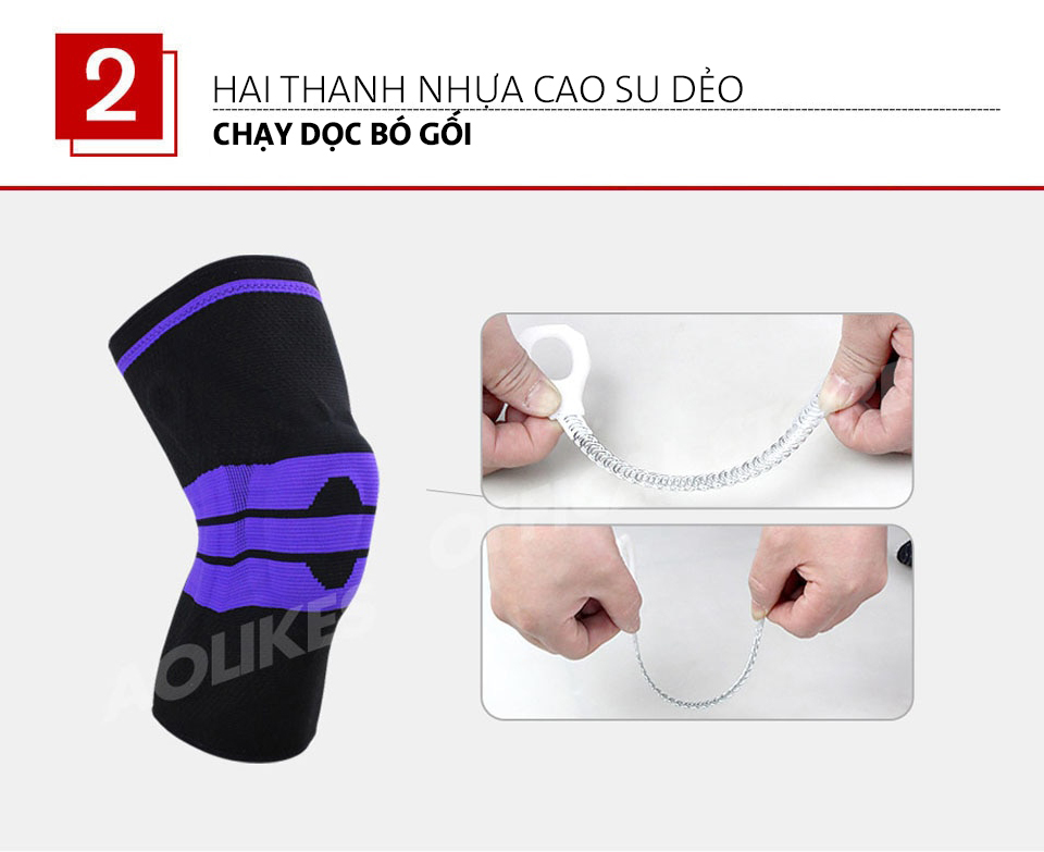 Bó Gối Silicone Loại Thun Cao Cấp Co Giãn 4 Chiều - Có Silicone Hỗ Trợ Gối &amp;amp; Hai Bên Hông Gối