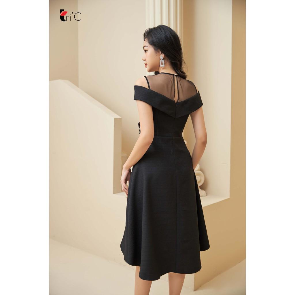 Đầm xòe mullet 2 tà phối lưới đính bông kimsa Tri'C Luxury L071220