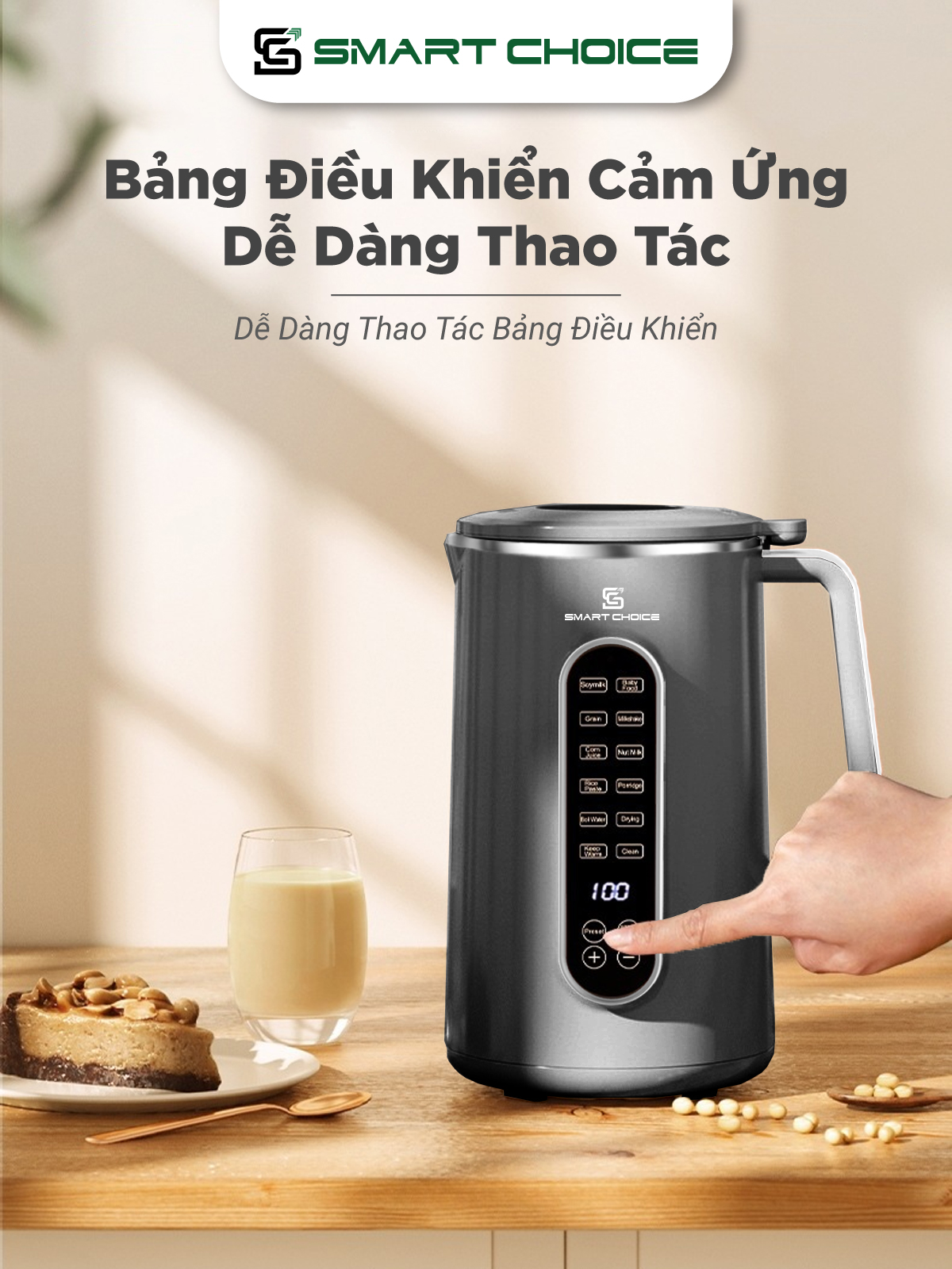 Máy Làm Sữa Hạt SmartChoice SCG-SH001 Công Suất 800W - Dung Tích 1,5L - 12 Chức Năng Xay Nấu Hàng Chính Hãng