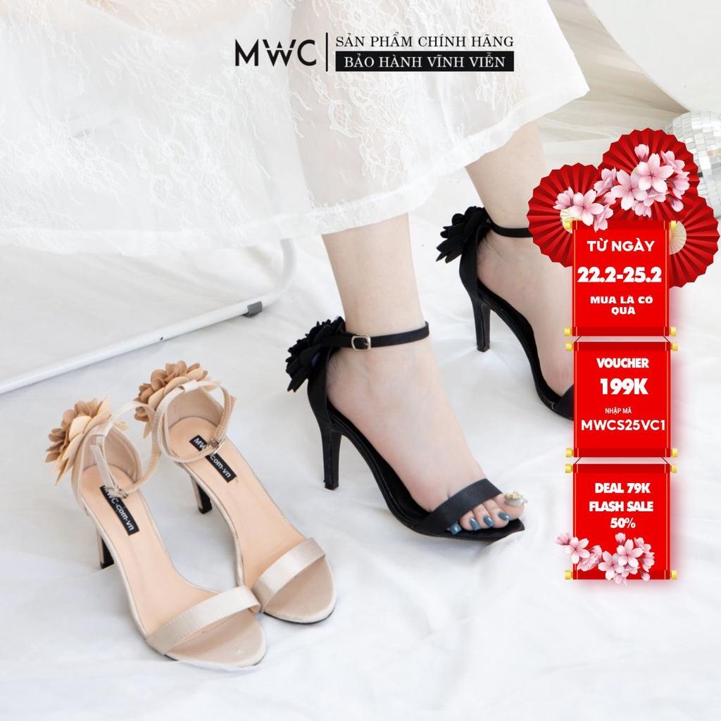 Giày Cao Gót thời trang MWC sandal cao gót quai đính hoa xinh xắn NUCG-4141