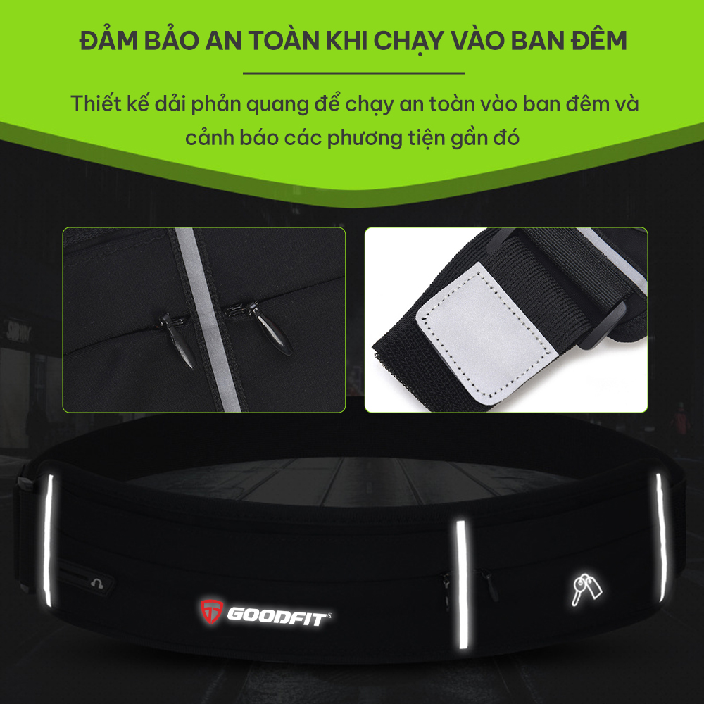 Túi đeo chạy bộ, đai chạy bộ chống nước, phản quang GoodFit GF119RB túi đeo hông chạy bộ đựng điện thoại