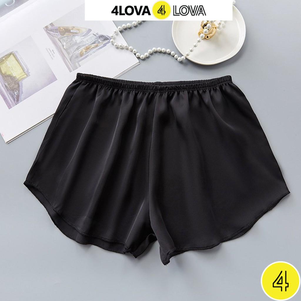Quần Đùi Nữ Mặc Nhà Lụa Satin Cao Cấp 4Lova Mềm Mại, Quyến Rũ - Qsatin Đen, Xl