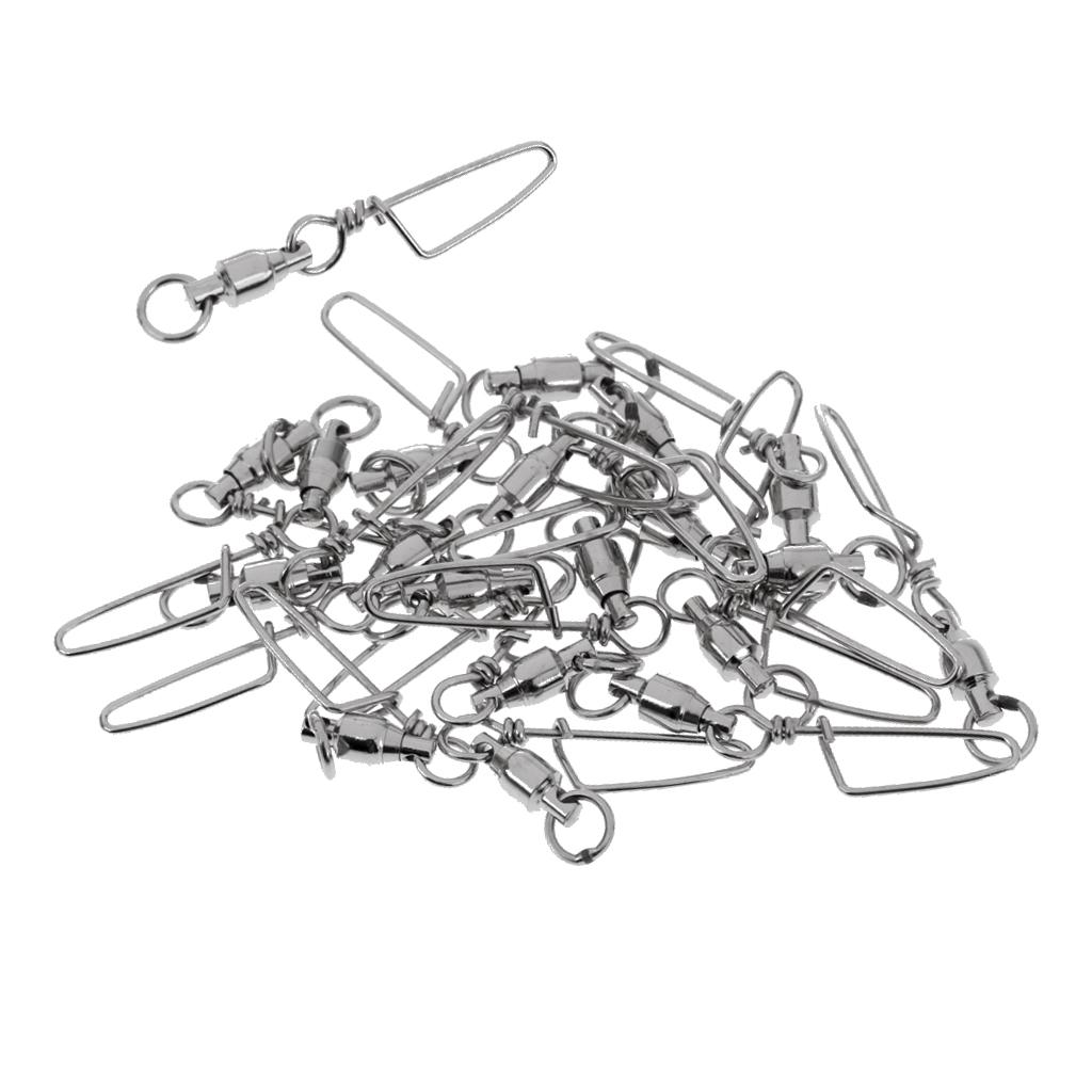 20pcs Fishing Ball Bearing Swivel with Coastlock Snap Fishing Connector 0#