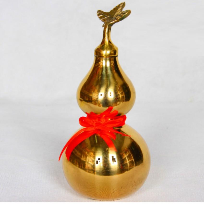 Hồ lô bằng đồng thau trơn cao 14 cm phong thủy 206568