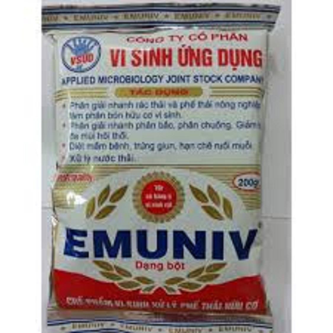 Chế phẩm vi sinh EMUNIV dạng bột gói 200g dùng ủ phân hữu cơ
