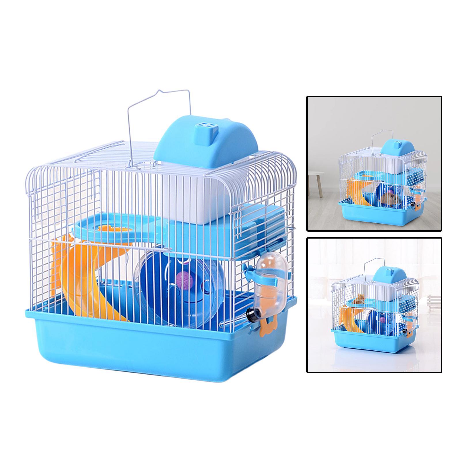 2 Tiers Hamster Cage Habitat Large House Mice Rats Small Animals Light Blue