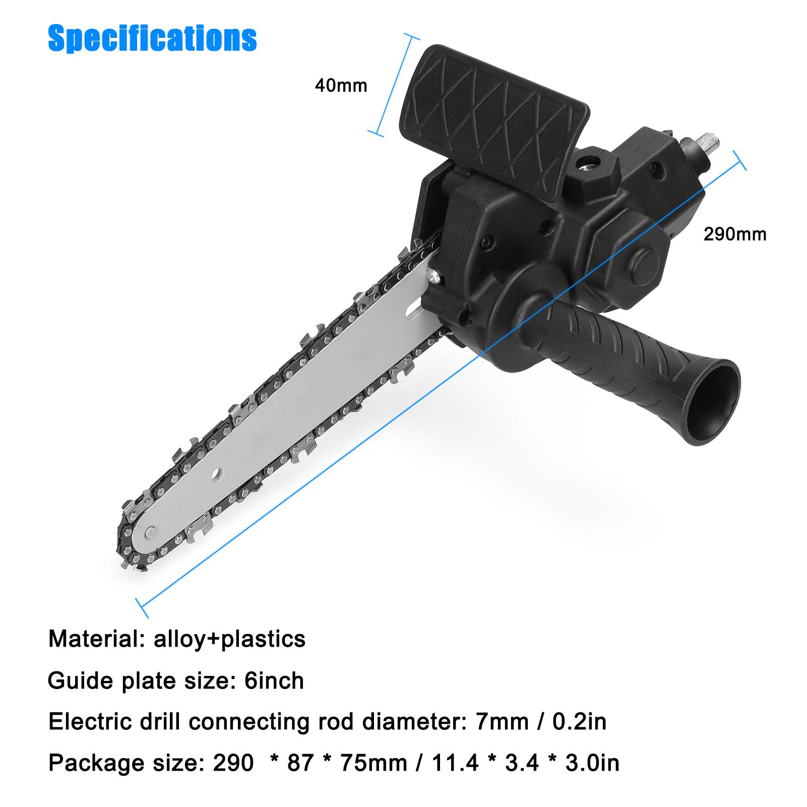 Máy khoan điện 6 inch được sửa đổi thành Công cụ đính kèm cưa xích điện Phụ kiện cưa xích điện Bộ công cụ sửa đổi thiết thực Dụng cụ cắt chế biến gỗ