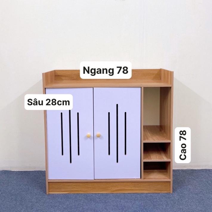 Tủ giày gỗ cánh trắng, tủ để giày đa năng 2 cánh thông minh phong cách cao cấp trang trí nhà 80x80x30cm TAGO ND36