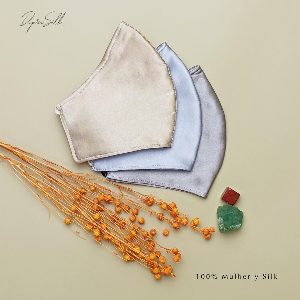 Khẩu Trang Lụa Tơ Tằm 100% Mulberry Silk 19mm - Có Lớp Bông Tằm Lọc Bụi Kháng Khuẩn Cao Cấp - Size M