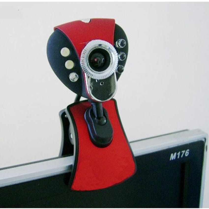 Webcam kẹp màn hình Máy tính có Mic màu đỏ đen