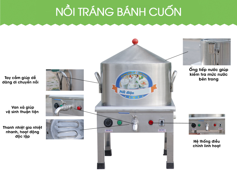 Nồi Tráng Bánh Cuốn Bằng Điện Công Nghiệp 35Cm
