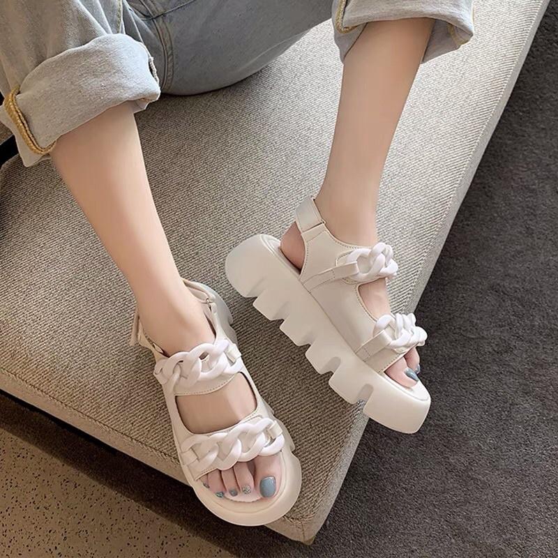 Sandal ulzzang đế bằng quai xích (ảnh thật ở cuối)