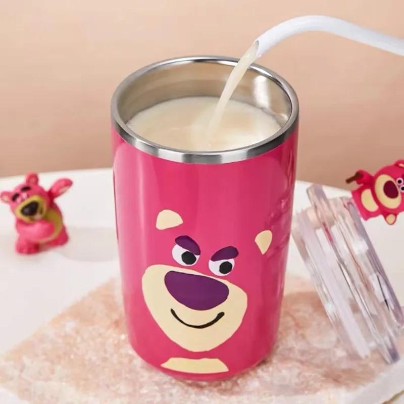 LY GIỮ NHIỆT HÌNH GẤU LOTSO HỒNG SIÊU CƯNG - CỐC GIỮ NHIỆT NÓNG LẠNH INOX 304 CHỐNG GỈ KÈM ỐNG HÚT DUNG TÍCH 450ML