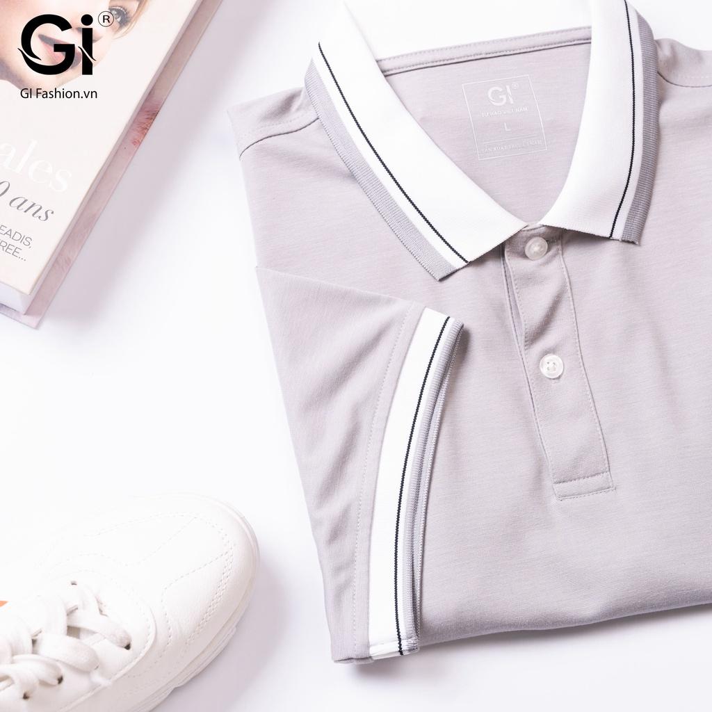Áo polo nam GI màu ghi, chất liệu CVC, thoáng mát, co giãn 4 chiều