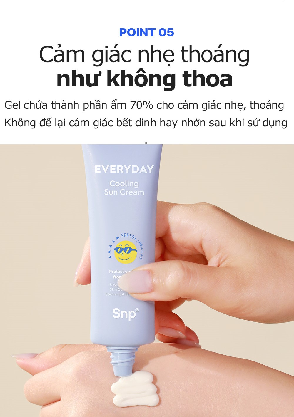 Kem Chống Nắng Dưỡng Trắng SPF 50+/PA++++ Mát Lạnh Giải Nhiệt Da SNP EVERYDAY COOLING SUN CREAM 50ml