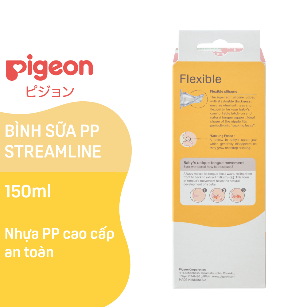 Bình sữa cổ hẹp PP Streamline Pigeon 150ml/ 250ml