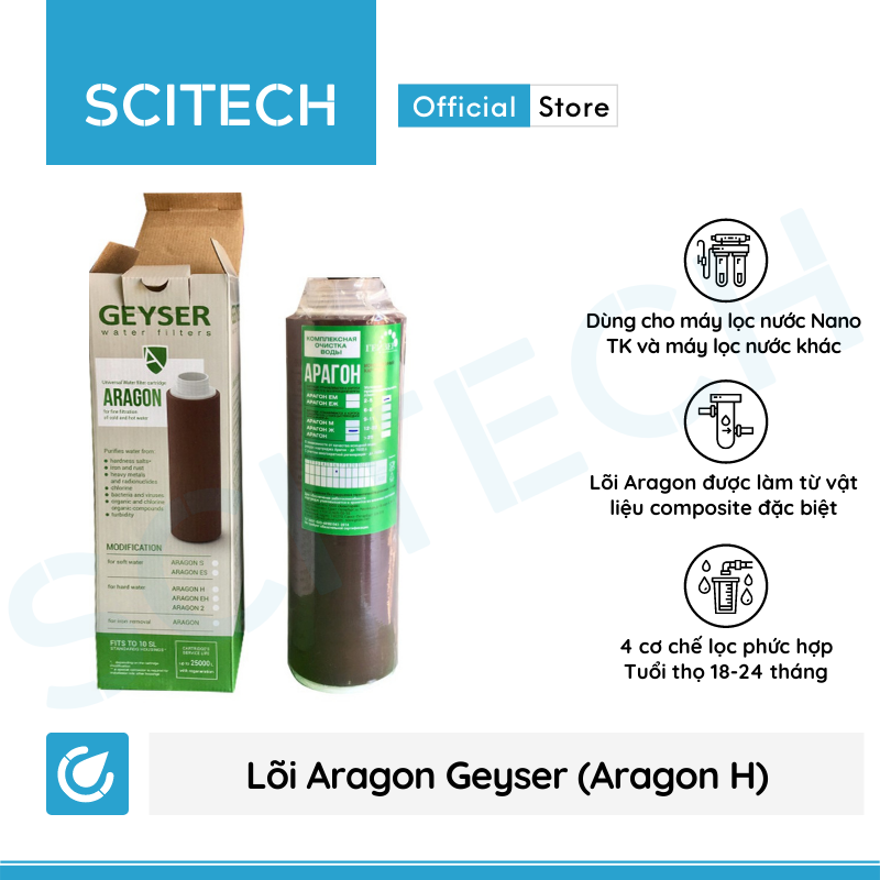 Bộ lõi số 1,2,3 máy lọc nước Nano Geyser TK (Lõi CTO/Cation-GAC-Aragon) - Hàng chính hãng