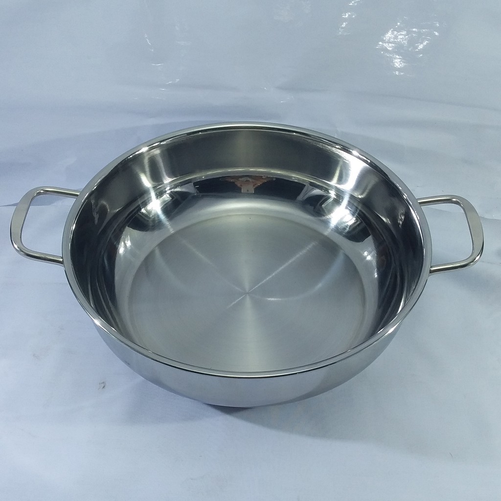 Chảo Lẩu Inox 3 Đáy Rainy Dùng Được Cho Bếp Từ Nắp Kiếng- Hàng Chính Hãng -