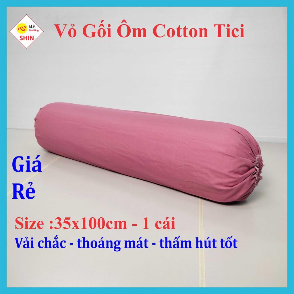 Vỏ gối ôm cotton tici 35x100cm giá siêu rẻ cho áo gối màu hồng mận