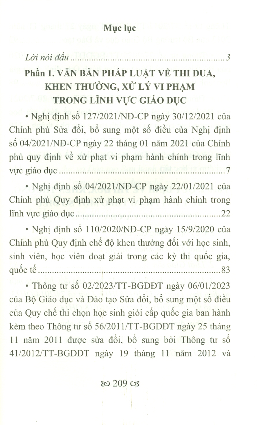 Một Số Quy Định Về Thi Đua, Khen Thưởng, Xử Lý Vi Phạm Trong Lĩnh Vực Giáo Dục