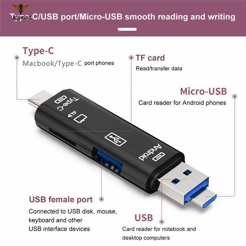 Đầu đọc thẻ nhớ USB3.0 type-C 5 trong 1 chất lượng cao tiện dụng