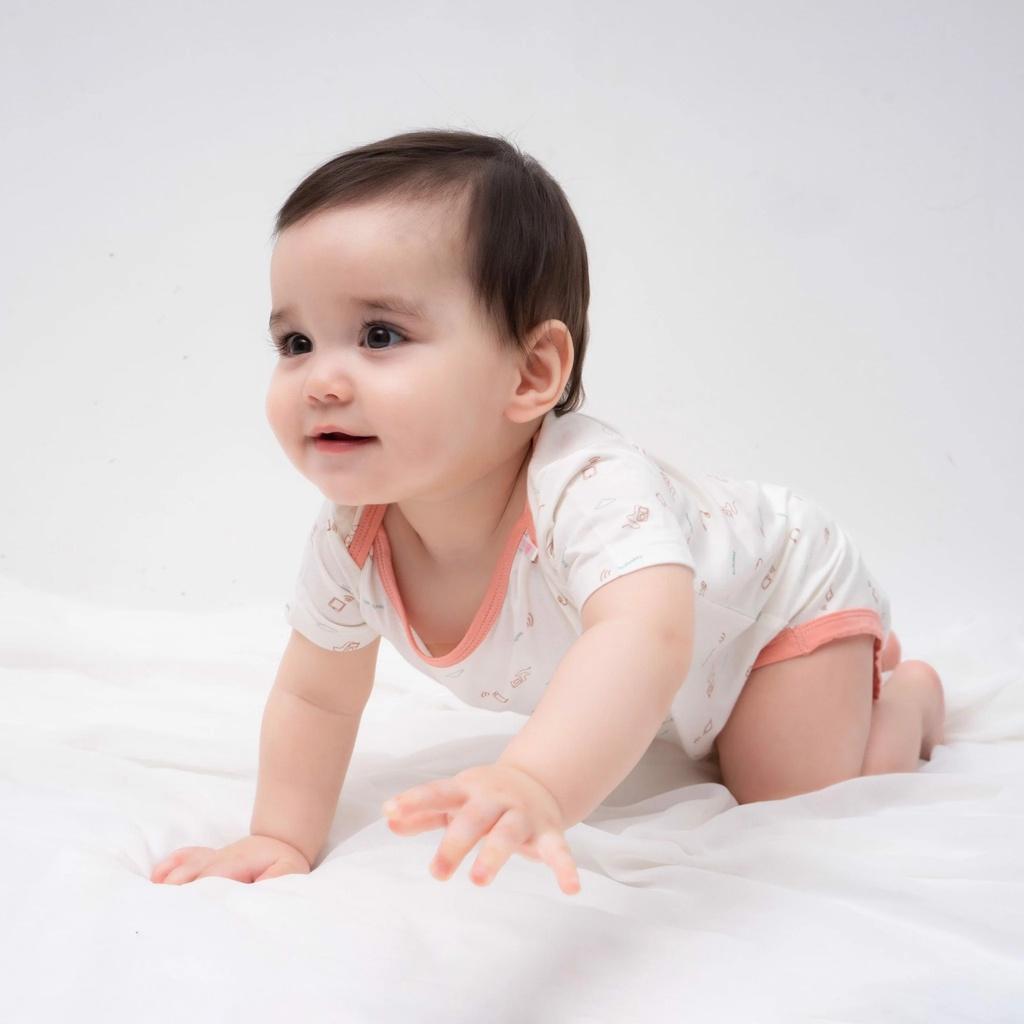 Bộ Bodychip Bu baby ngắn tay cổ chồm Bambus