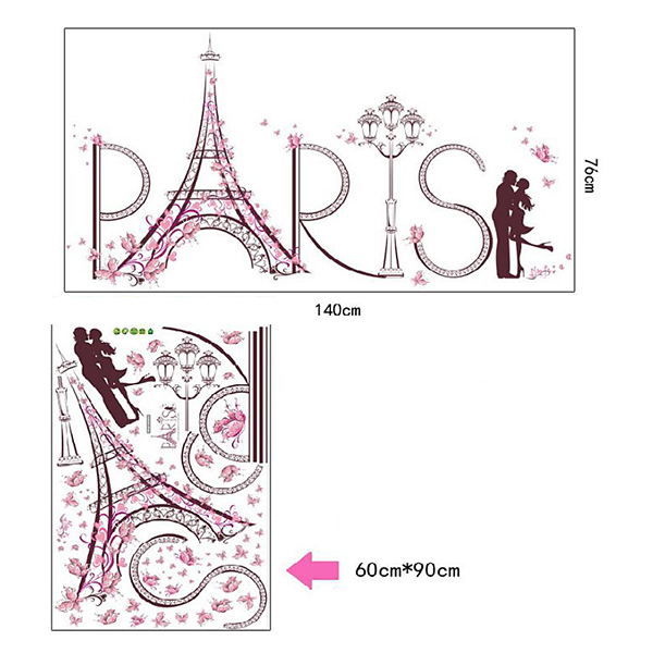 Decal Dán Tường Trang Trí Phòng Ngủ, Phòng Cưới Tranh Paris Tình Yêu DKN045
